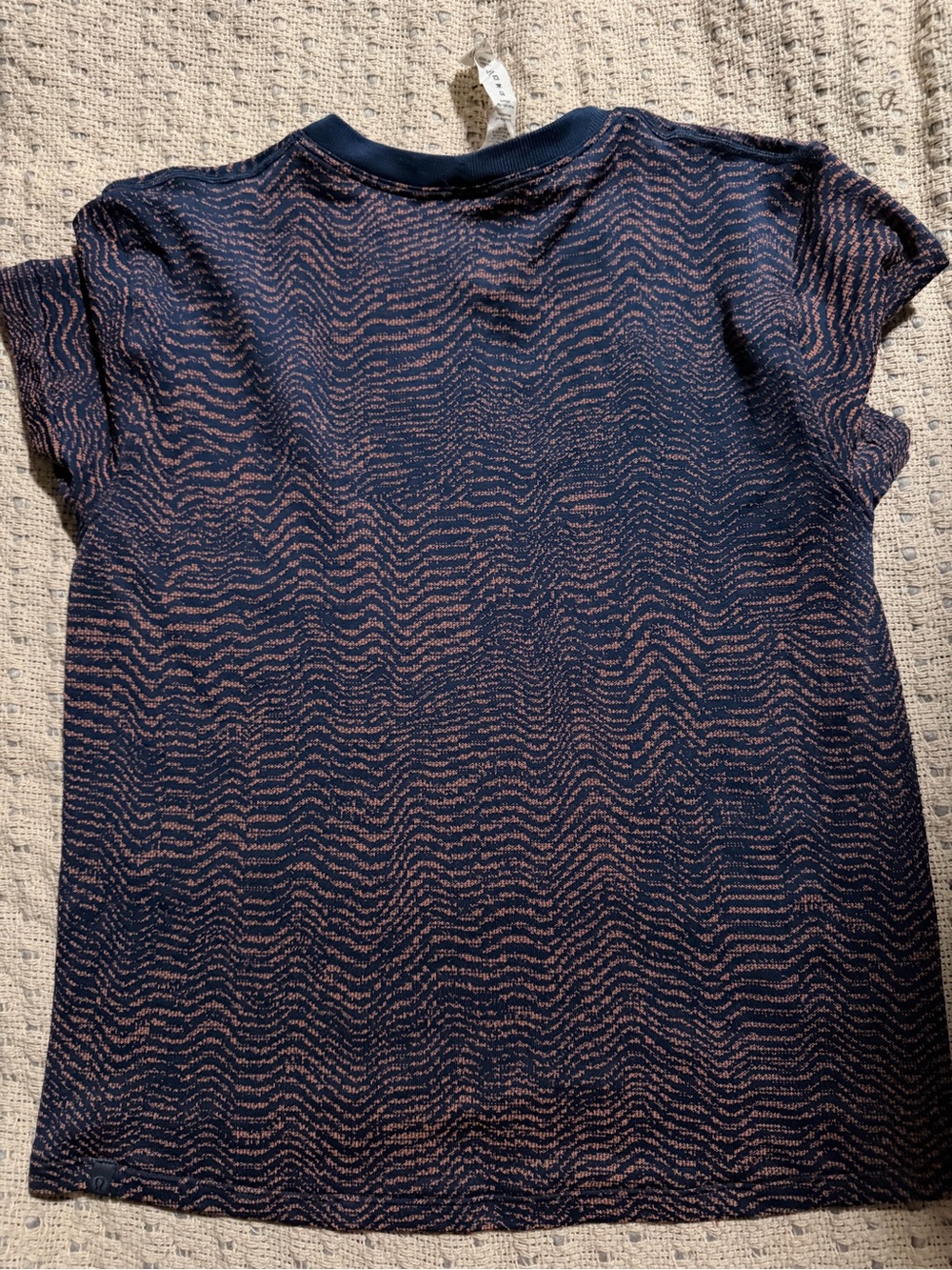 lululemon athletica Navy Short Sleeve Tee with Copper Wave Print